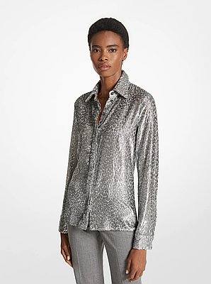 Hansen Leopard Metallic Fil Coup&eacute; Shirt