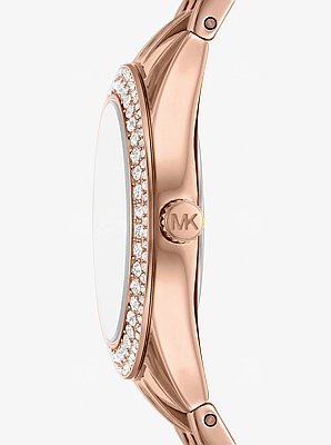 Mini-Armbanduhr Harlowe im Ros&eacute;-Goldton mit Pav&eacute;
