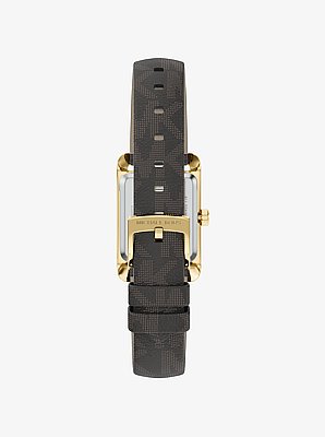 Mini Monroe Gold-Tone and Logo Strap Watch