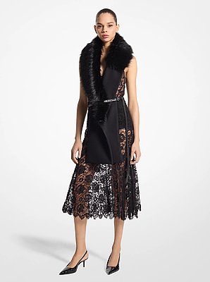 Wool Melton Faux Fur Stole