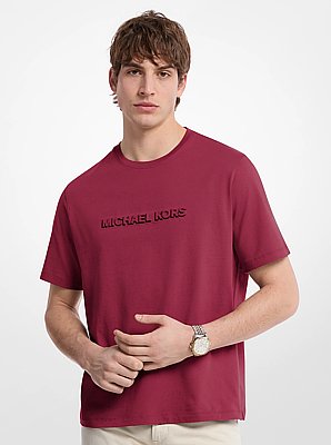 T-shirt em malha de algod&atilde;o com log&oacute;tipo em relevo