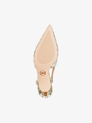 Zapato de sal&oacute;n Alora de piel metalizada con relieve de cocodrilo y tal&oacute;n descubierto