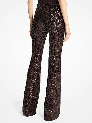 Pantalones acampanados el&aacute;sticos con lentejuelas