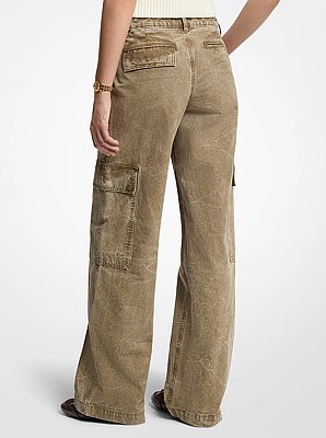 Garment-Dyed Denim Cargo Pants