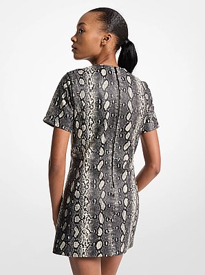 Snake Embossed Leather Mini Dress