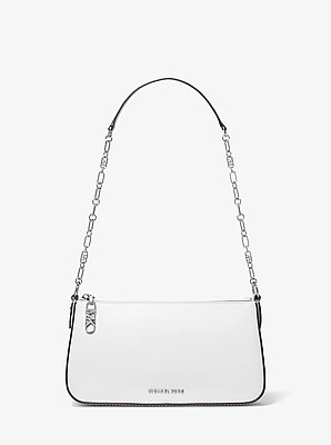 Pochette mediano de piel con cadena de eslabones y logotipo imperio