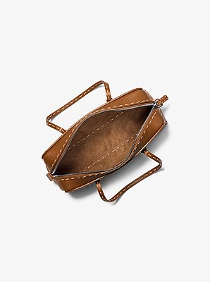 Bolso satchel Roberta de cuero granulado cosido a mano