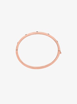 Pulsera r&iacute;gida con logotipo y detalles pav&eacute;