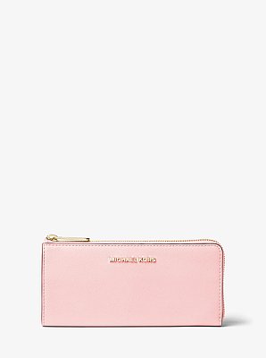 Cartera Jet Set Travel grande de piel saffiano con media cremallera