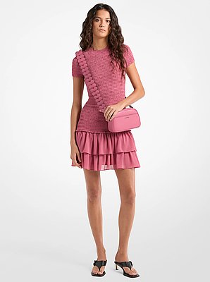 Smocked Georgette Ruffle Mini Dress