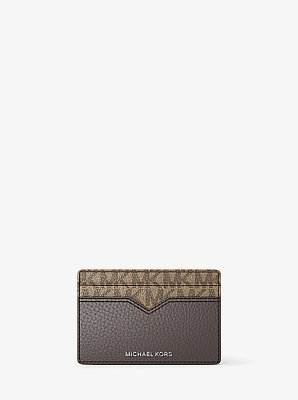 Hudson Pebbled Leather and Signature Logo Money Clip Card Case