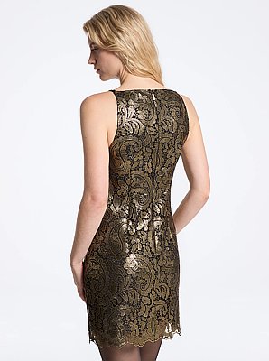 Metallic Paisley Lace Mini Dress