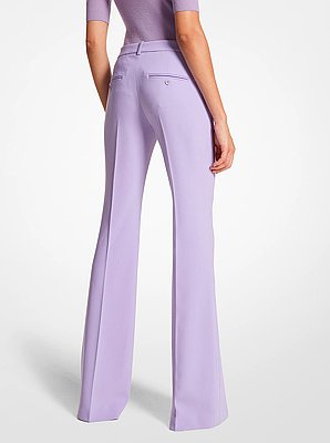 Haylee Stretch Pebble Crepe Flared Trousers