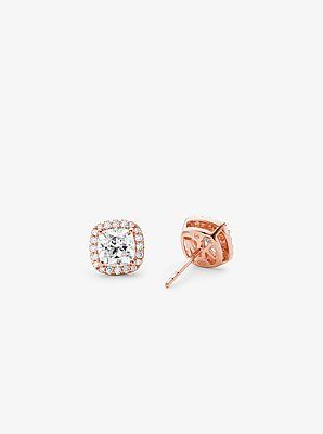 Aretes de tuerca con pav&eacute; de plata de ley chapada en metales preciosos