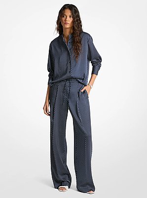 Polka Dot Print Satin Shirt