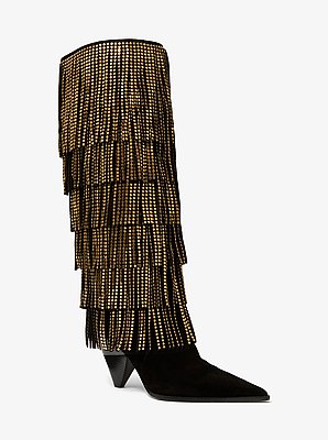 Jayla Embellished Suede Fringed Boot
