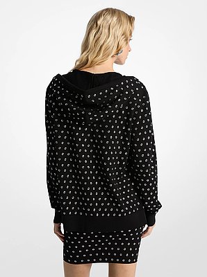 Sudadera con capucha de lana con cremallera y ojales