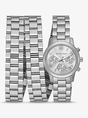 Reloj Runway de tres vueltas en acero inoxidable chapado en rodio