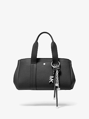 Breloque de sac argent&eacute;e avec cordon mouchet&eacute;