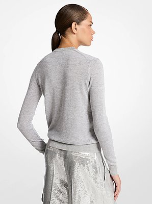 Pullover in misto viscosa effetto metallizzato con scollo a V