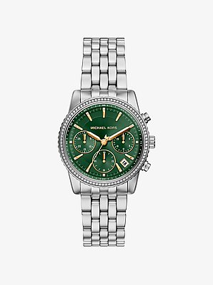 Bryant Pav&eacute; Silver-Tone Watch