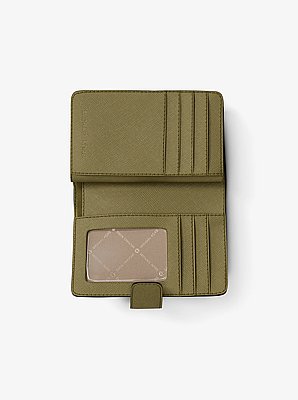 Cartera mediana de piel de grano cruzado
