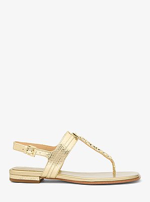 Marcia Embellished Metallic Leather Sandal