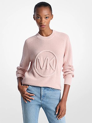 Braided Logo Cotton Blend Sweater