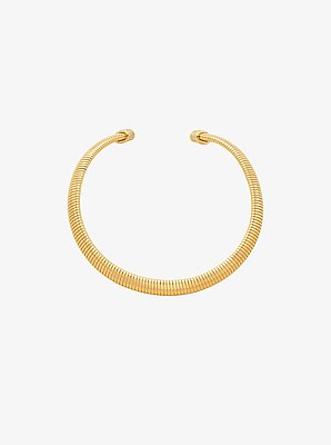 Precious Metal-Plated Brass Pav&eacute; Collar Necklace