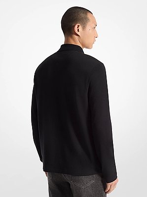 Bubble Knit Long-Sleeve Polo Shirt