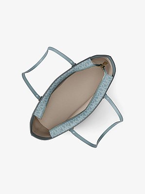 Quinn Medium Signature Logo and Leather Tote Bag