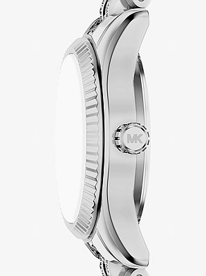 Petite Lexington Pav&eacute; Silver-Tone Watch