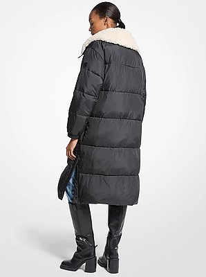 Faux Fur-Trim Quilted Puffer Jacket