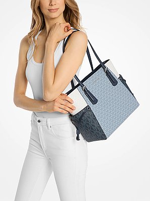 Voyager Large Color-Block Signature Logo Tote Bag