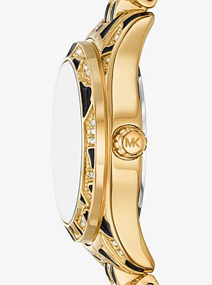 Petite Lexington Pav&eacute; Animal Print Gold-Tone Watch image number 1