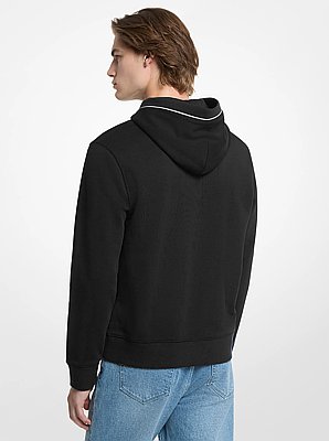 Logo Trim Cotton Blend Terry Hoodie