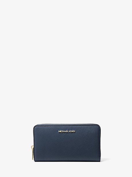 Portefeuille Jet Set de taille moyenne en cuir saffiano