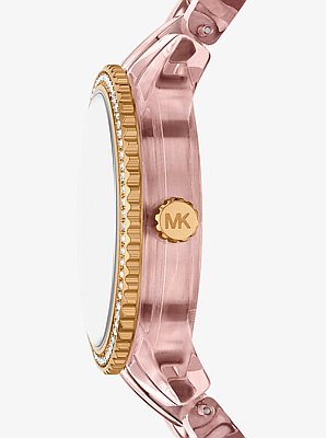 Ritz Pav&eacute; Pink-Tone and Acetate Watch