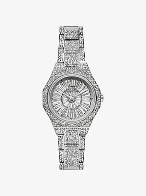 Mini Raquel Pav&eacute; Silver-Tone Watch