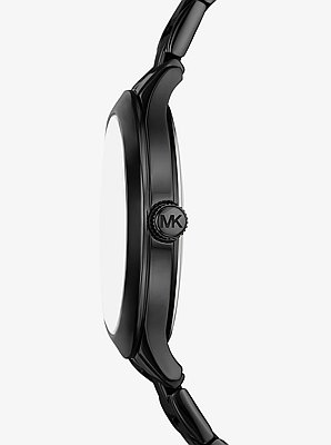 Aspyn Pav&eacute; Logo Black-Tone Watch