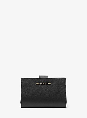 Cartera mediana de piel de grano cruzado