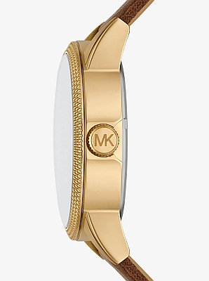 Reloj Hutton oversize de piel con tono dorado