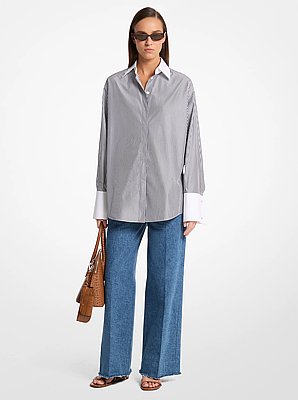 Camisa Tyler extragrande de mezcla de algod&oacute;n a rayas