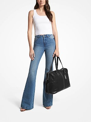 Bolso de viaje Astor extragrande de piel con tachuelas