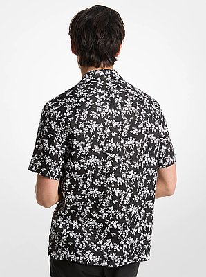 Floral Print Linen Camp Shirt