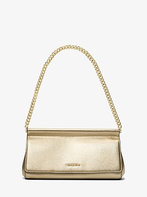 Pochette Carmine de taille moyenne en cuir grain&eacute; m&eacute;tallis&eacute;