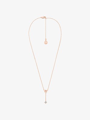 Logo Charm and Cubic Zirconia Necklace