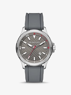 Oversized Bowen Gray-Tone and Silicone Watch