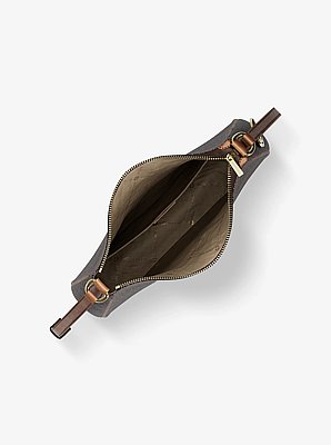 Nayla Medium Signature Logo Messenger Bag in BROWN | Michael Kors image number 1