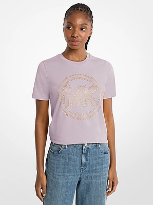 Camiseta de punto de algod&oacute;n org&aacute;nico con logotipo con tachuelas